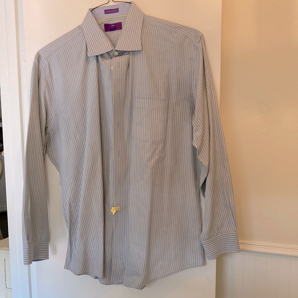MEN’S NON-IRON SLIM FIT EGARA EGYPTIAN COTTON DRESS SHIRT! BLUE &YELLOW STRIPES